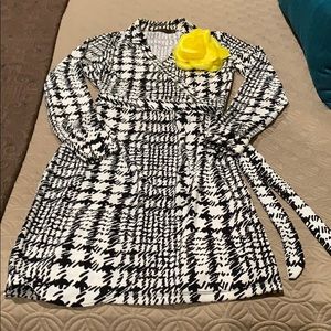 Black and white wrap dress